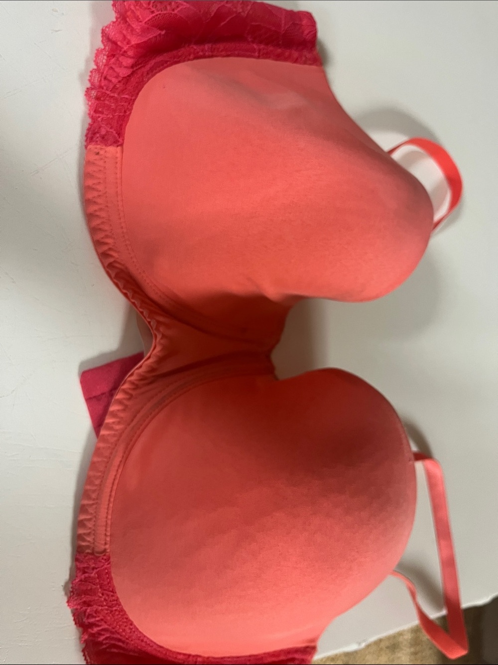 Free People 36D underwire Coral Pink Padded Lace-Trim Bra